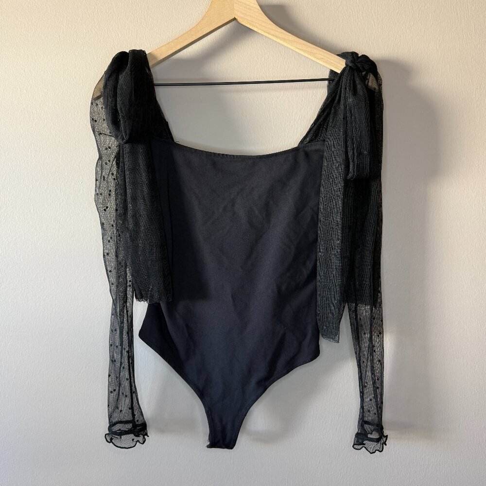 Women's XS Intimately Free People Tongue Tied Lace mesh Tie Shoulder Bodysuit - Picture 4 of 14